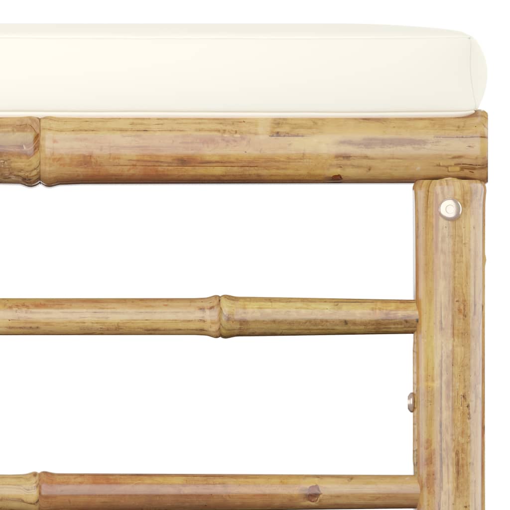 Salon de jardin 10 pièces avec coussins en bambou blanc crème