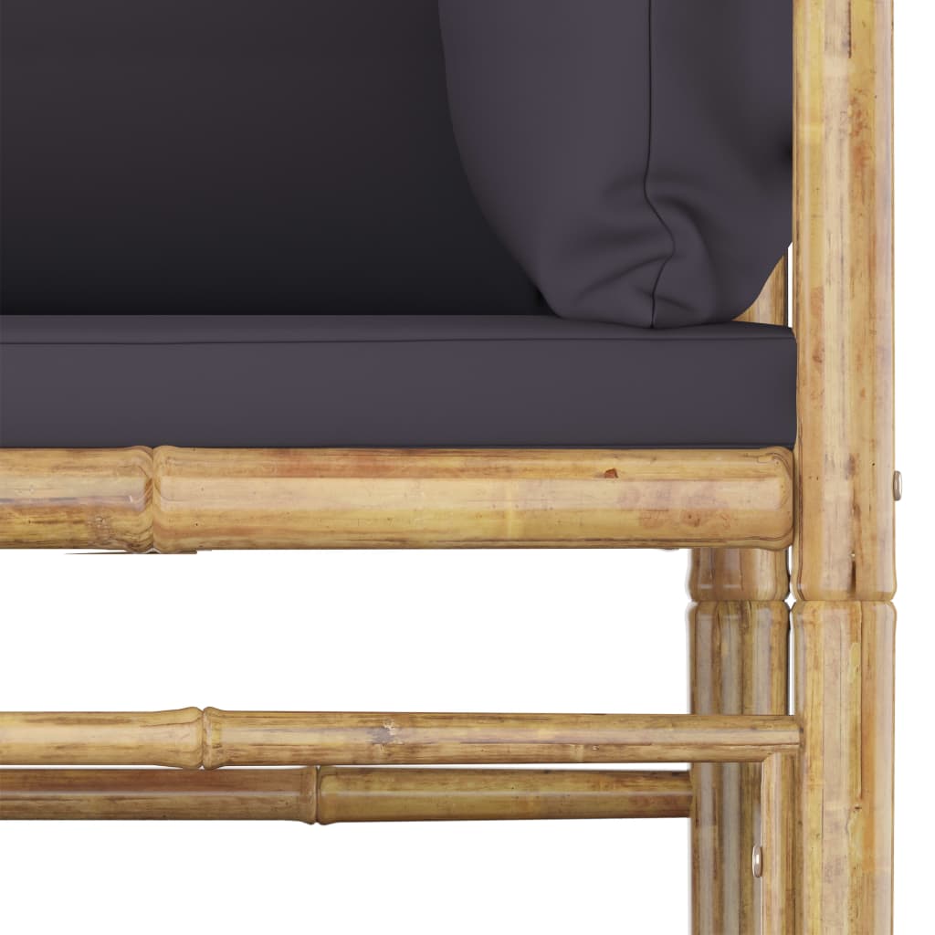 Salon de jardin 10 pièces avec coussins en bambou gris foncé