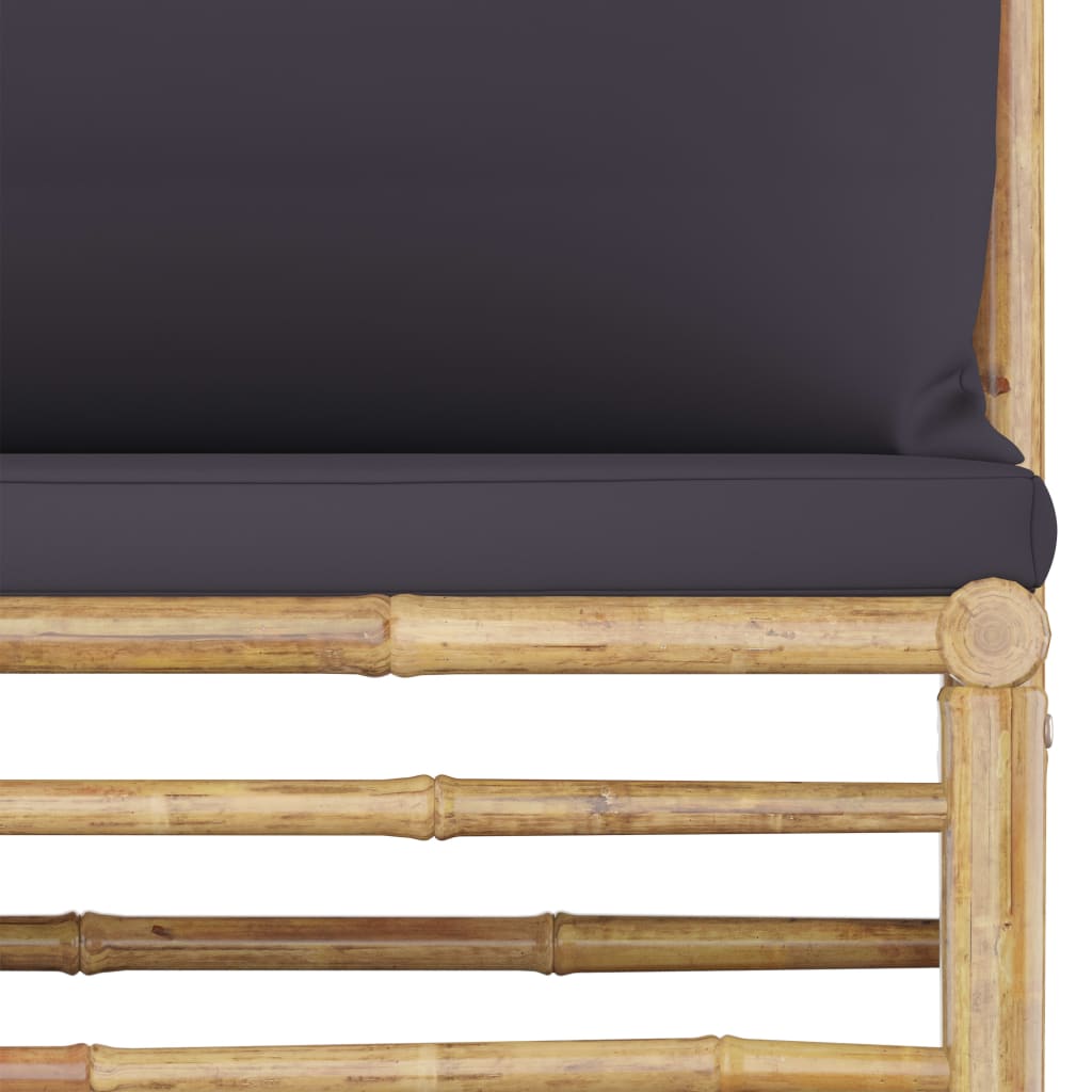 Salon de jardin 10 pièces avec coussins en bambou gris foncé