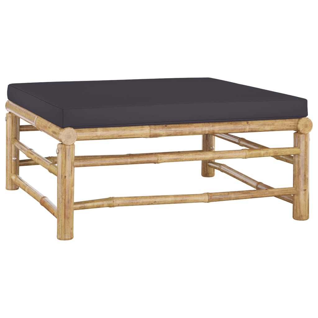 Salon de jardin 10 pièces avec coussins en bambou gris foncé