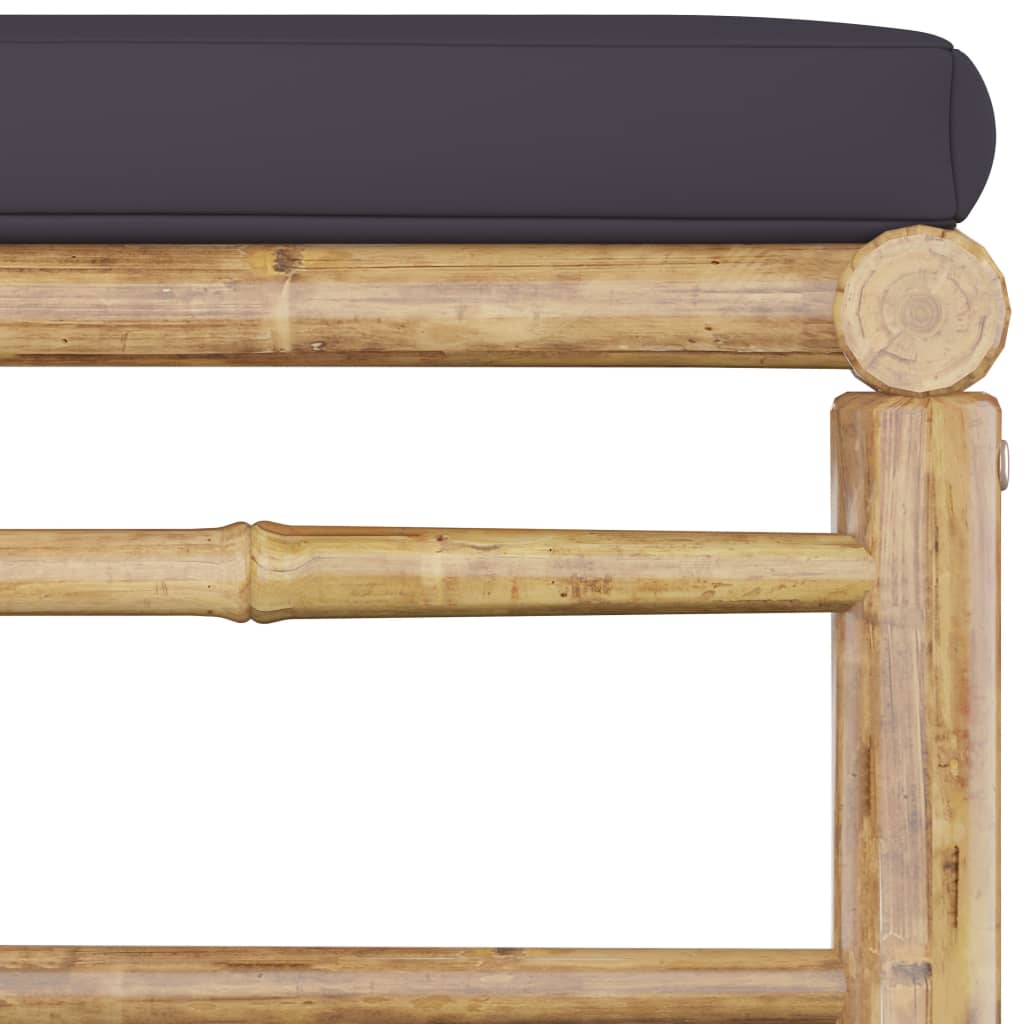Salon de jardin 10 pièces avec coussins en bambou gris foncé