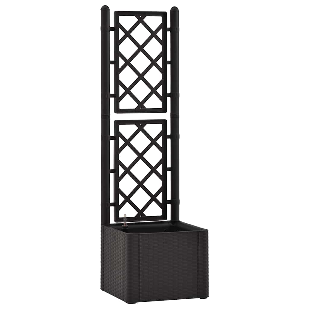Garden raised bed with trellis self-watering system anthracite