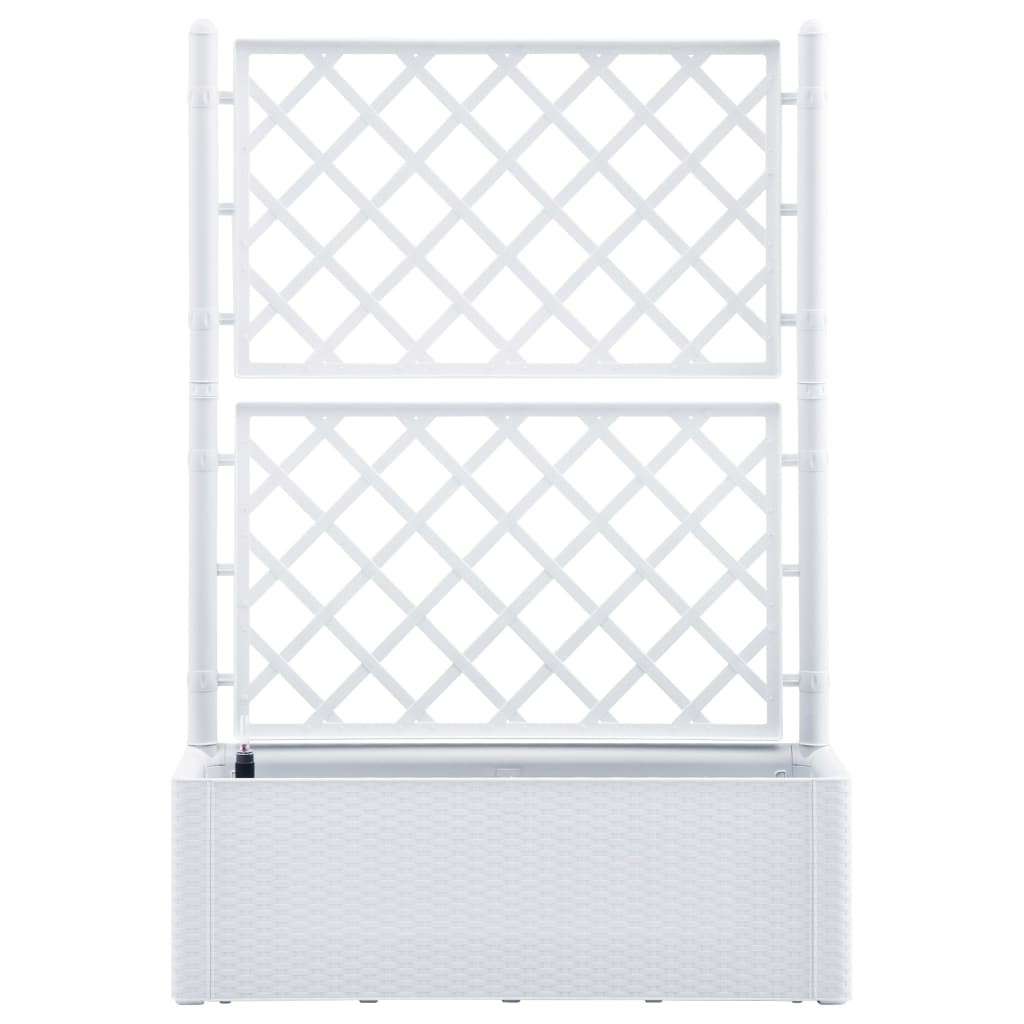 Garden raised bed with trellis and self-watering system white