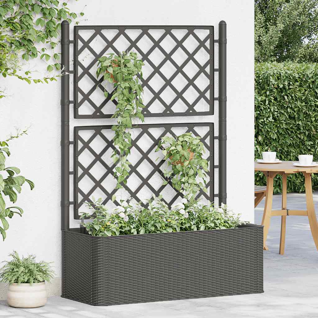 Garten-Hochbeet mit Spalier Selbstbewässerungssystem Anthrazit