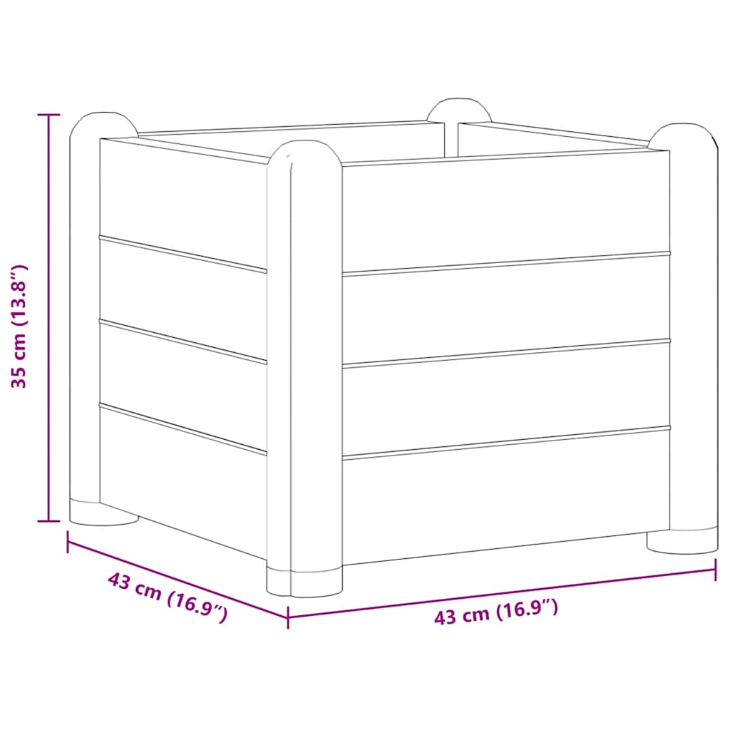 Garten-Hochbeet PP Anthrazit 43x43x35 cm