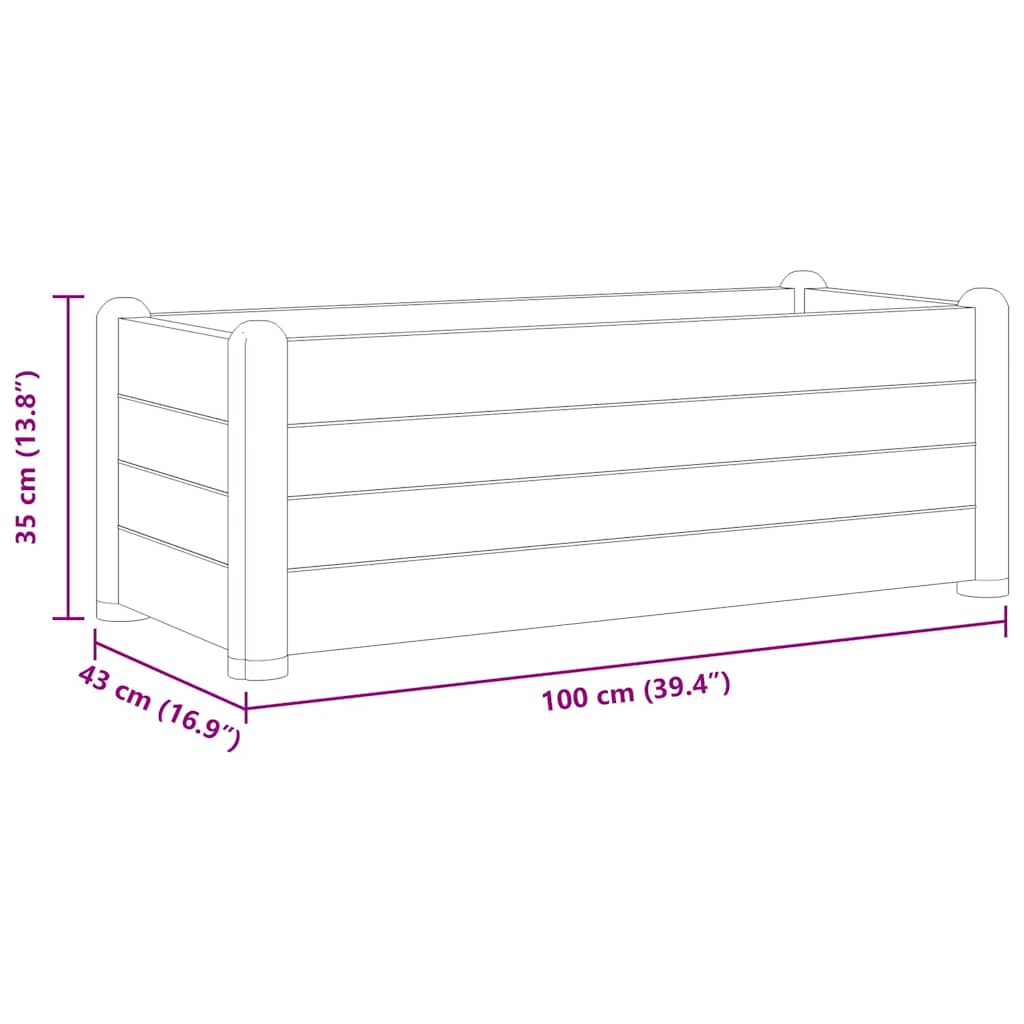 Garden raised bed PP white 100x43x35 cm