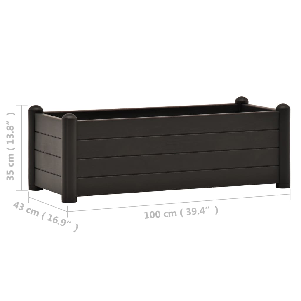 Garden raised bed PP anthracite 100x43x35 cm
