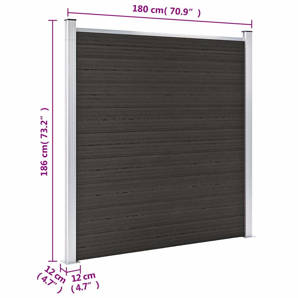 Zaunelement WPC 180x186 cm Schwarz