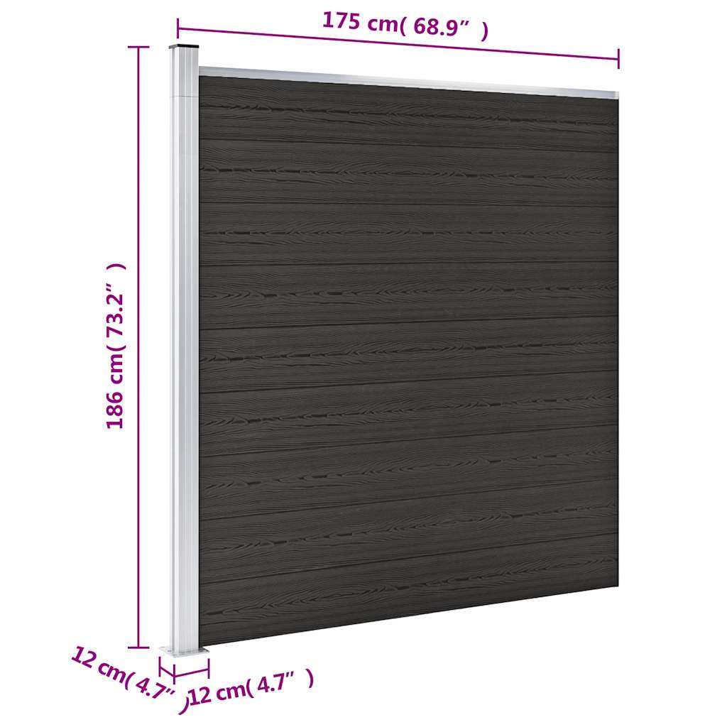 Zaunelement WPC 175x186 cm Schwarz
