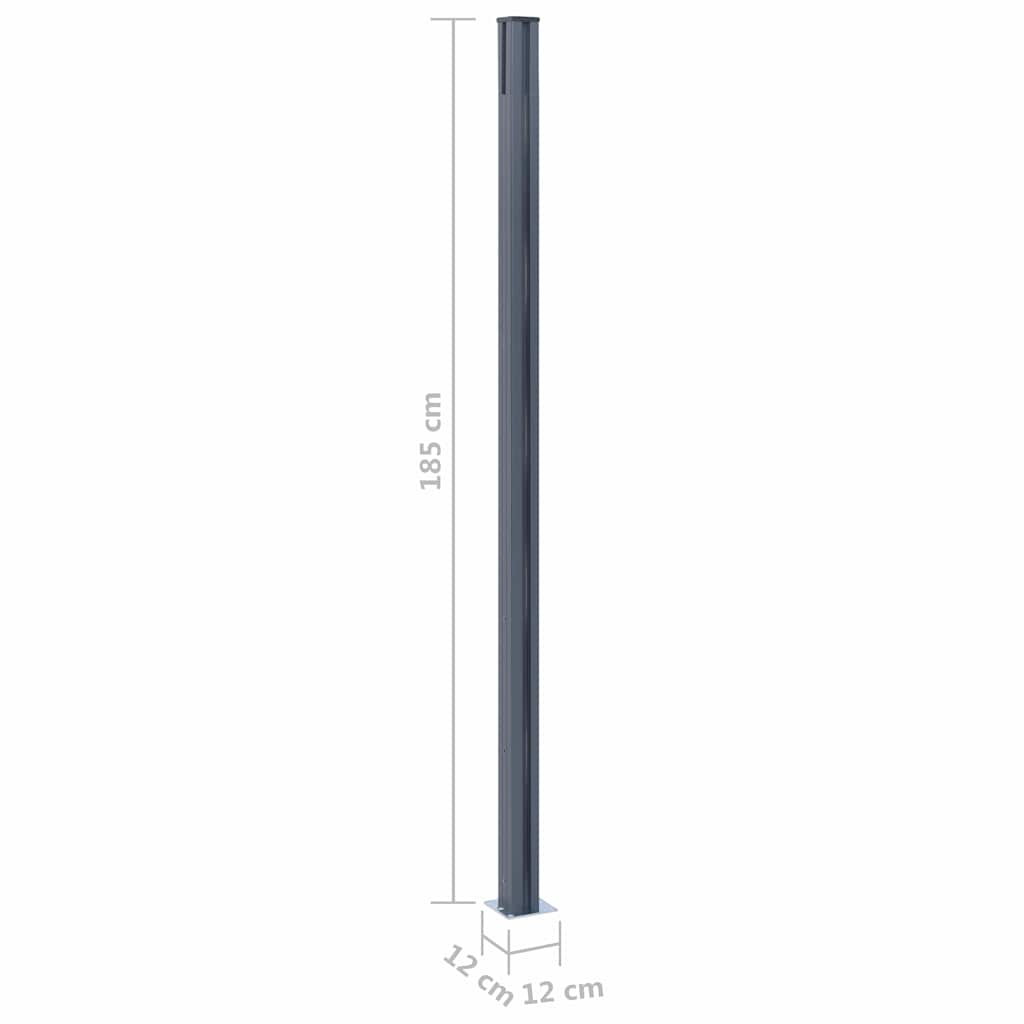 Zaunpfosten 2 Stk. Dunkelgrau 185 cm Aluminium