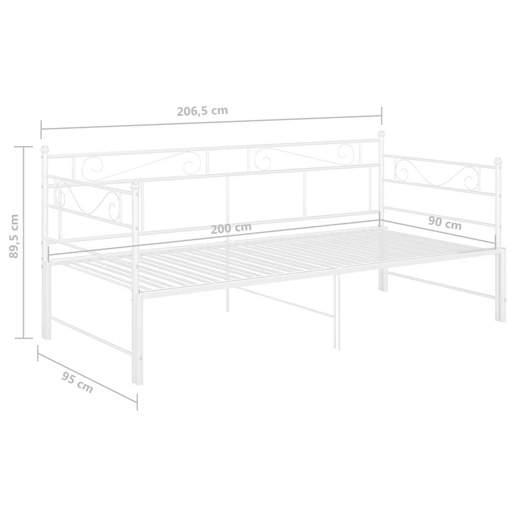 Ausziehsofa Bettgestell Weiß Metall 90x200 cm