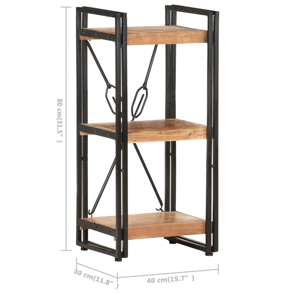 Bibliothèque 3 compartiments 40x30x80 cm en bois d'acacia massif