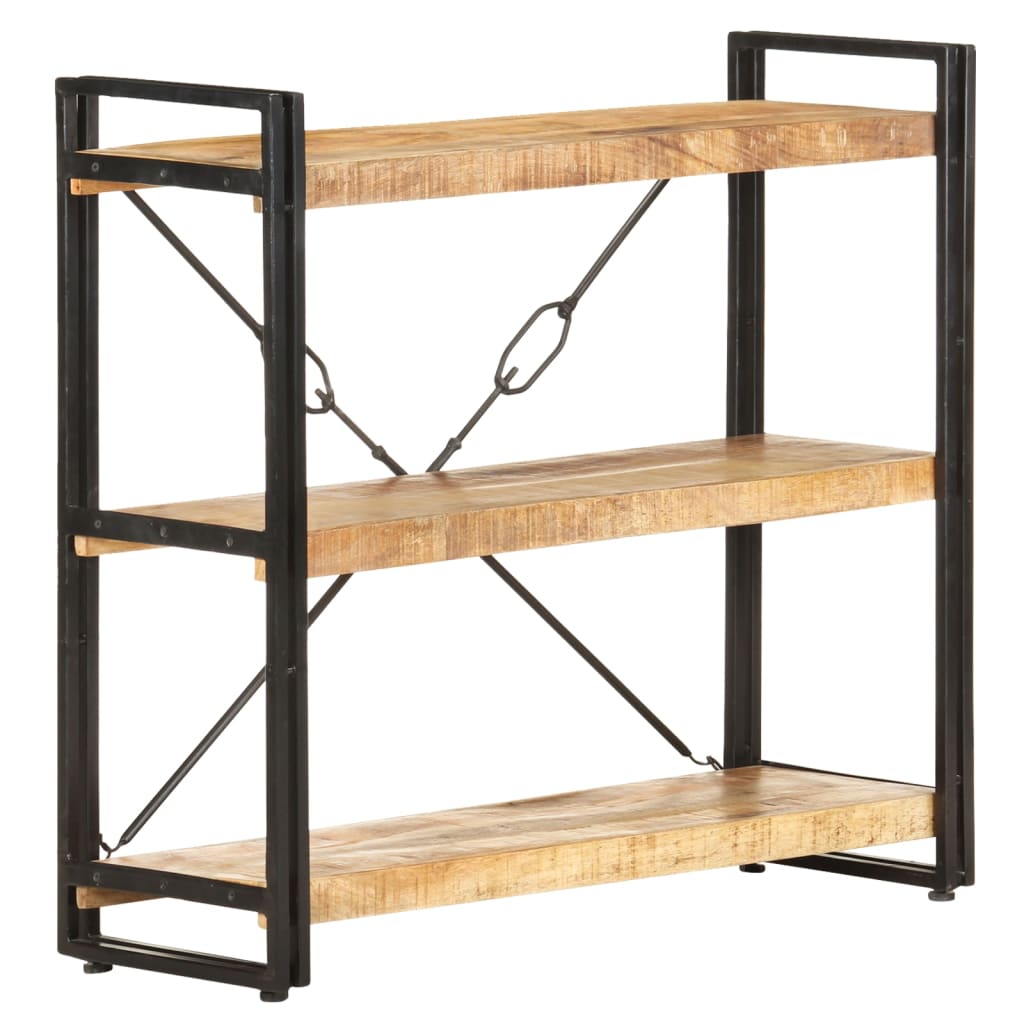Bibliothèque 3 compartiments 90x30x80 cm en bois de manguier massif
