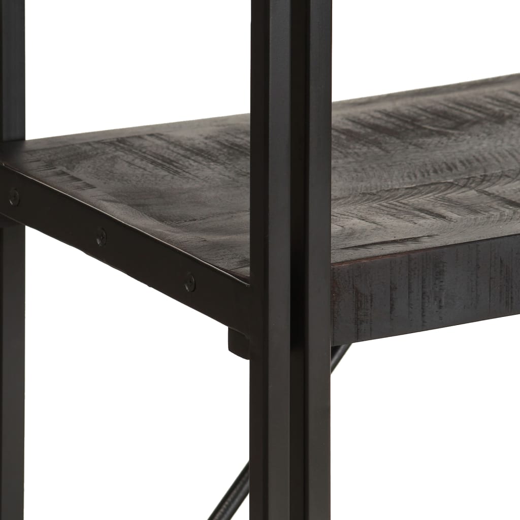 Bookcase 5 compartments black 140x30x180 cm mango solid wood