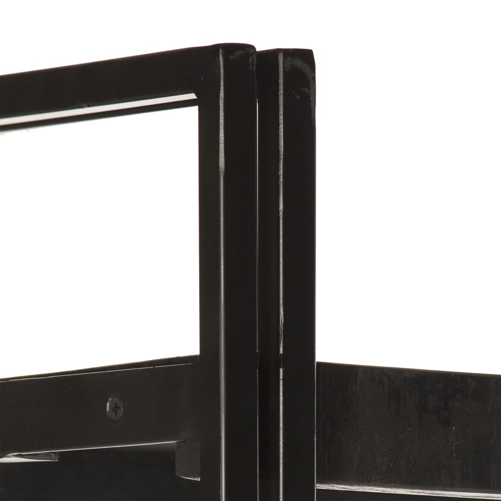 Bookcase 5 compartments black 90x30x180 cm mango solid wood
