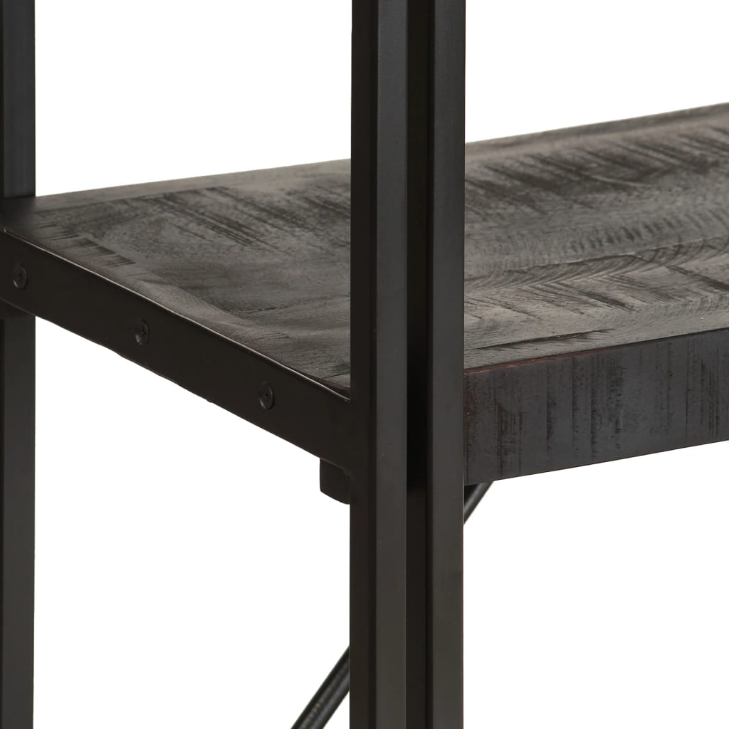 Bookcase 5 compartments black 90x30x180 cm mango solid wood