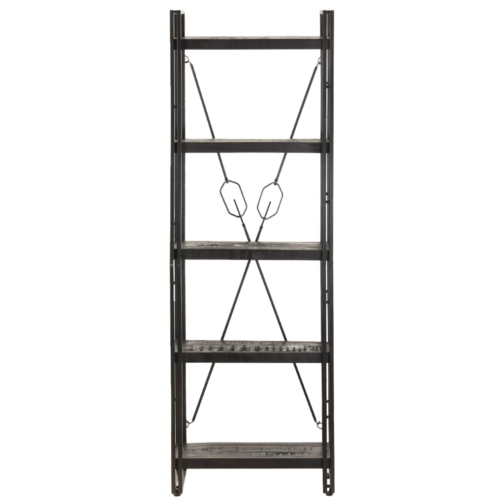 Bookcase 5 compartments black 60x30x180 cm mango solid wood