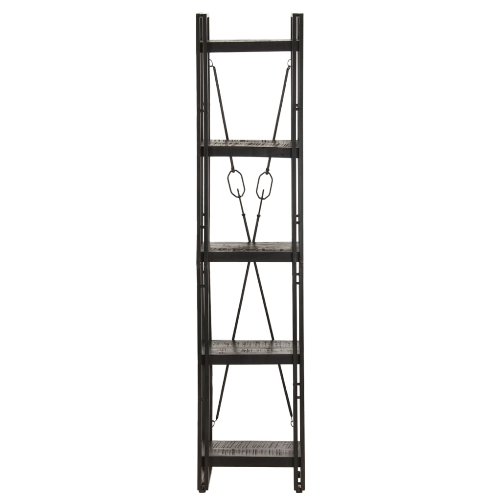 Bookcase 5 compartments black 40x30x180 cm mango solid wood