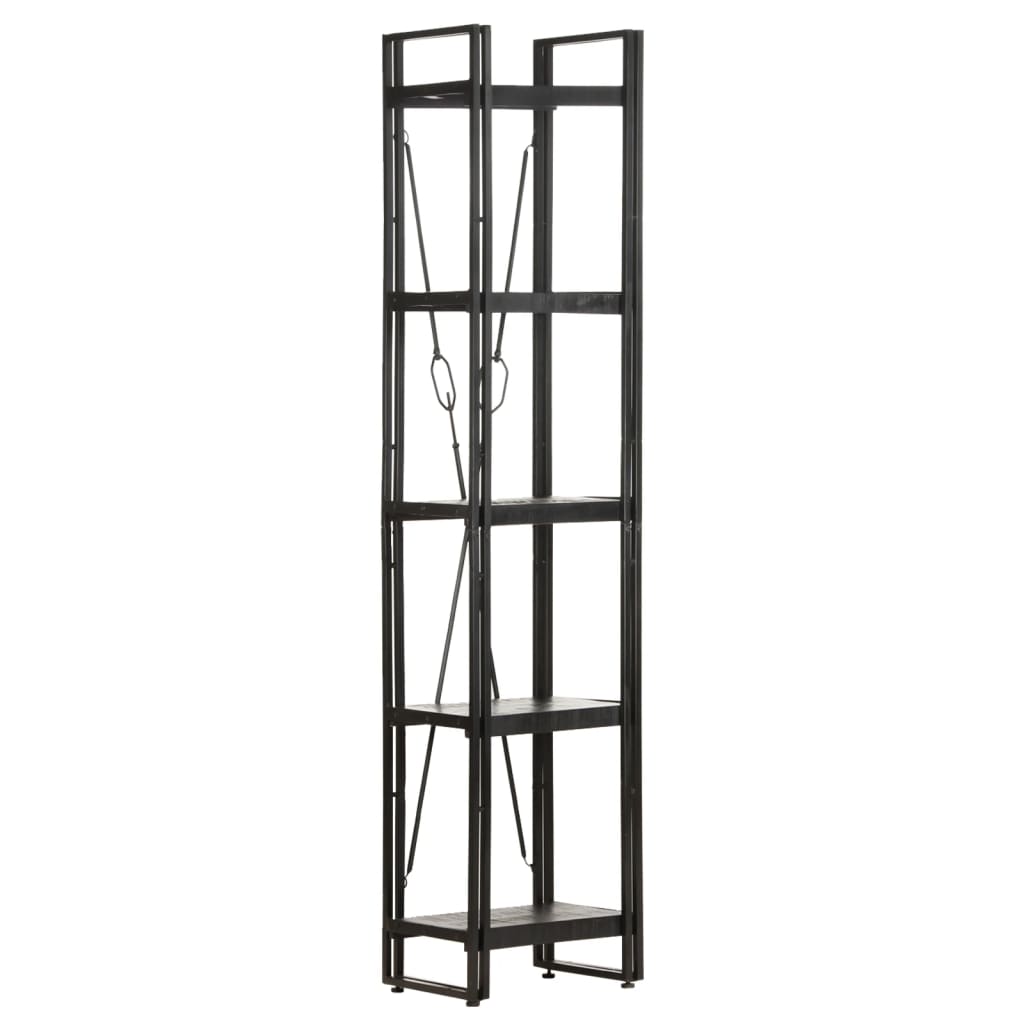 Bookcase 5 compartments black 40x30x180 cm mango solid wood