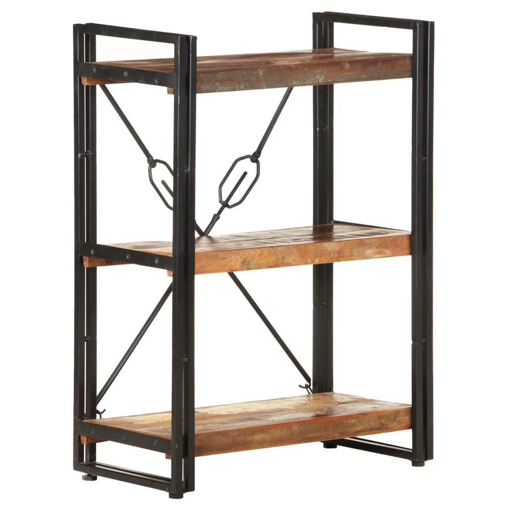Bibliothèque 3 compartiments 60x30x80 cm en bois massif de récupération
