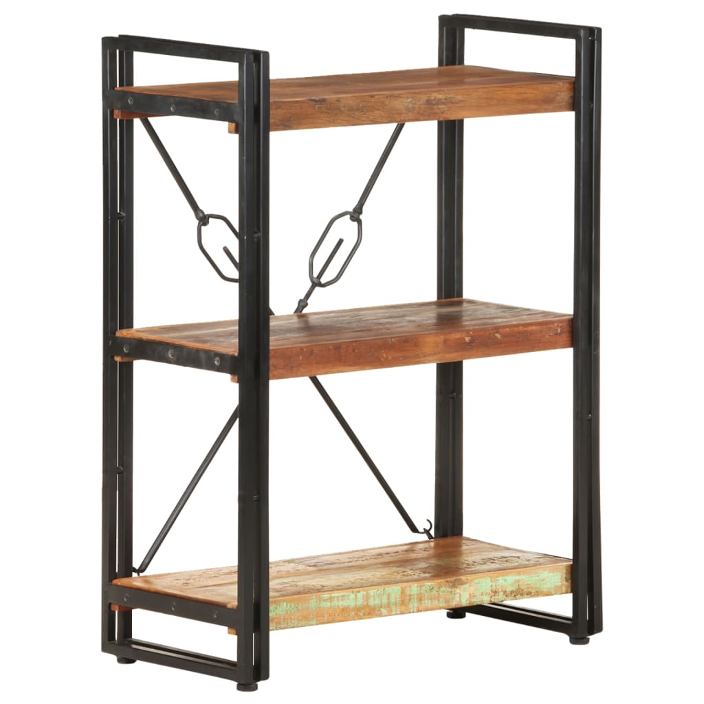 Bibliothèque 3 compartiments 60x30x80 cm en bois massif de récupération