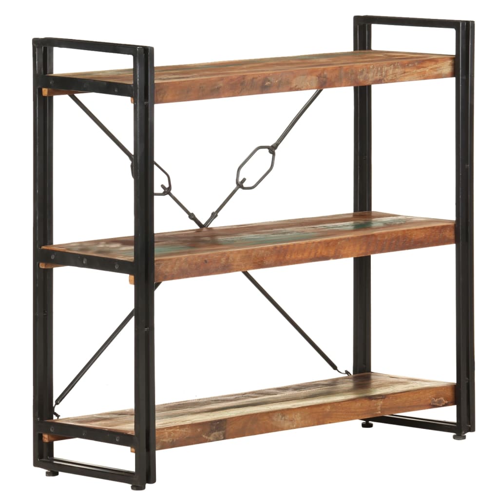 Bibliothèque 3 compartiments 90x30x80 cm en bois massif de récupération