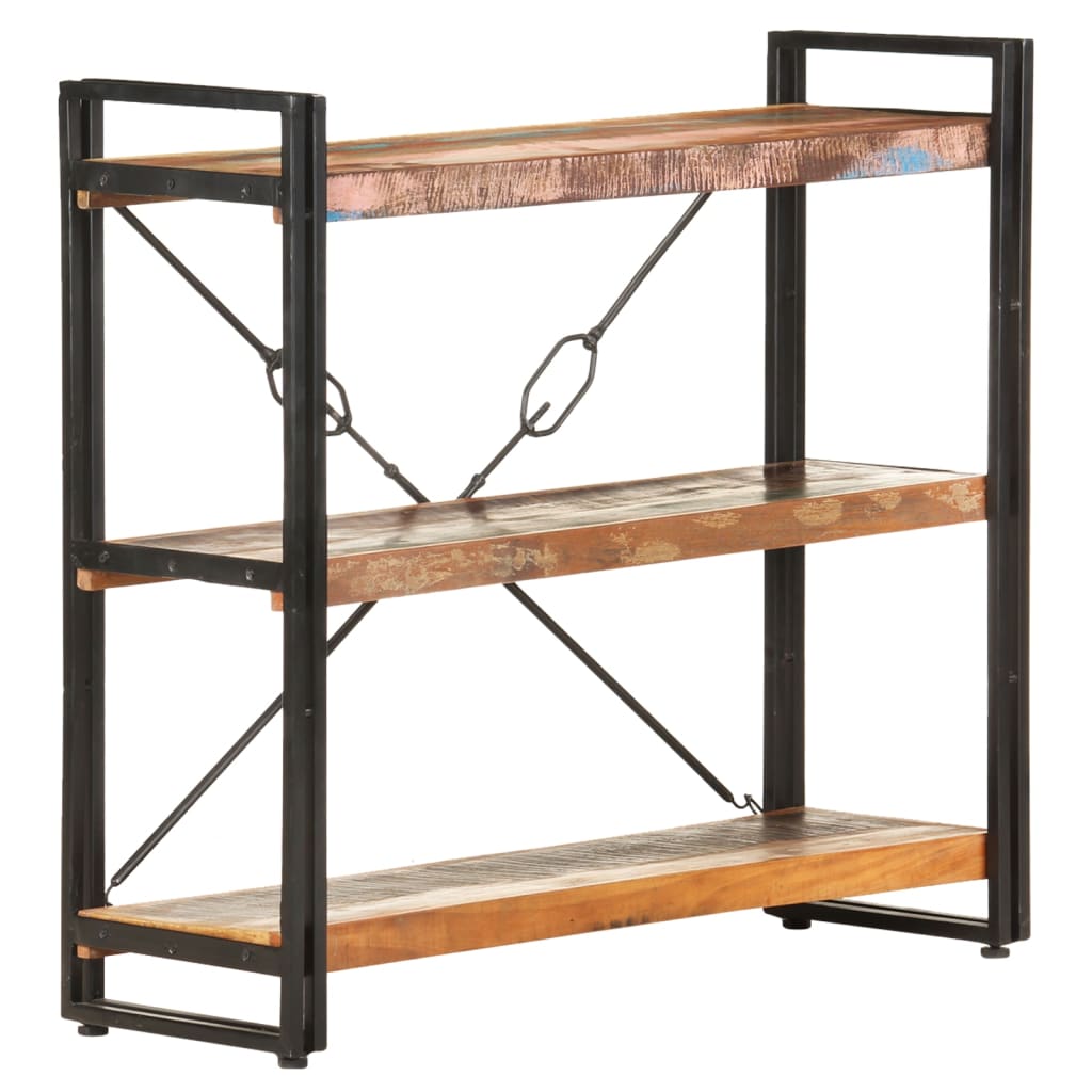 Bibliothèque 3 compartiments 90x30x80 cm en bois massif de récupération