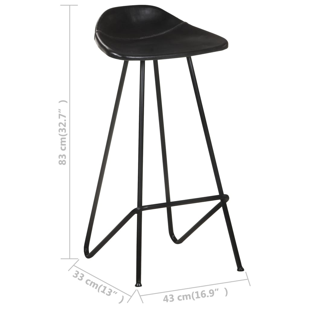 Barhocker 4 Stk. Schwarz Echtleder