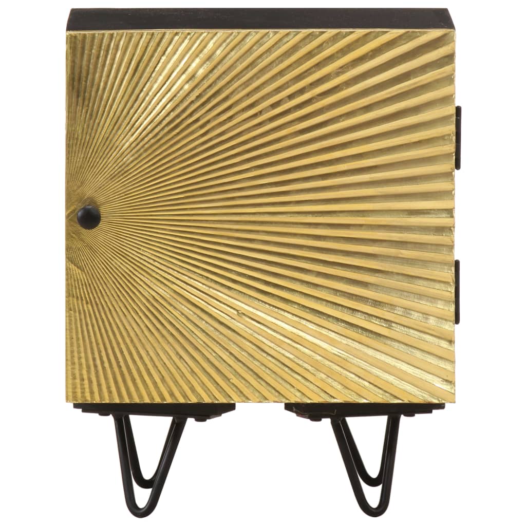 Bedside table with brass front 40x30x50 cm solid mango wood