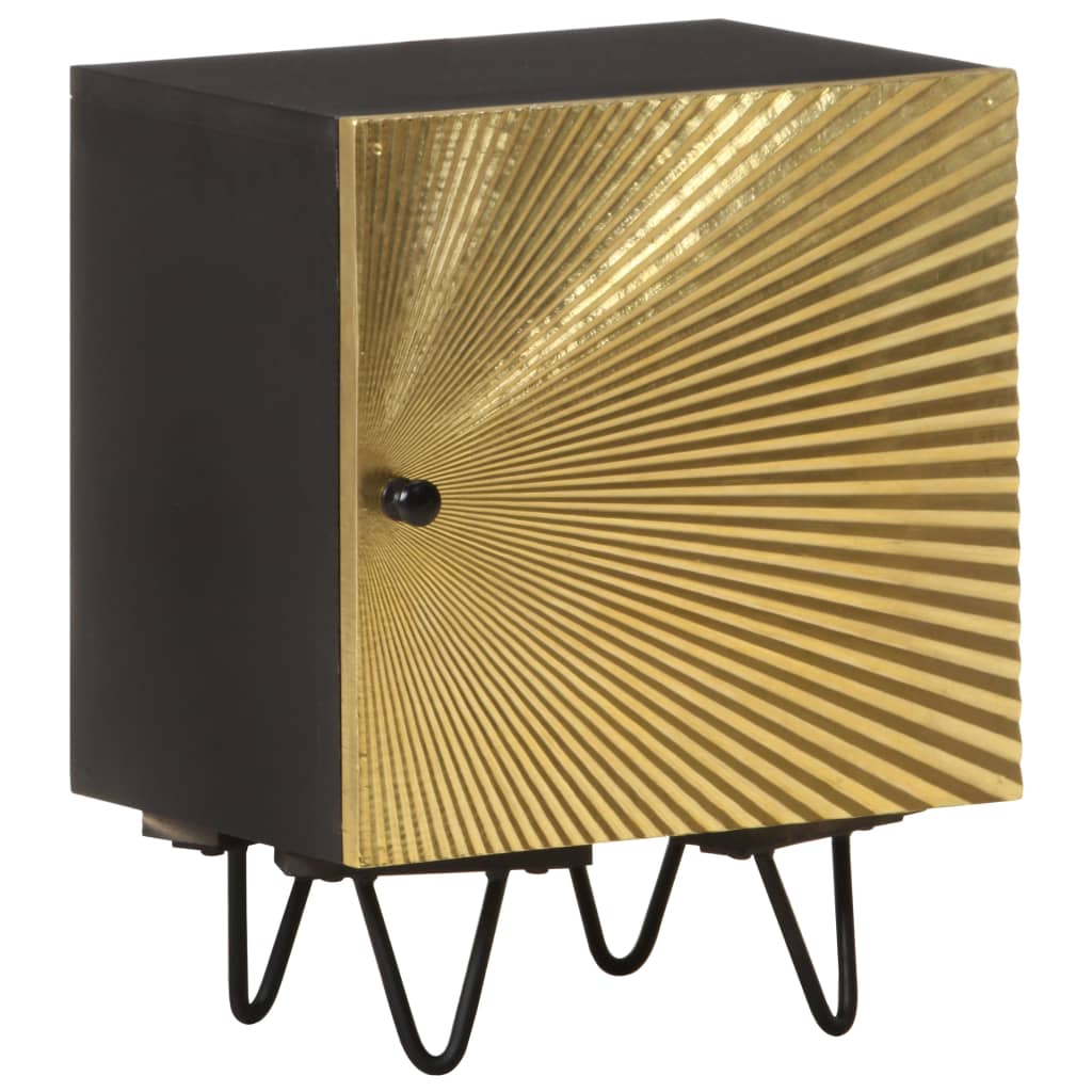 Bedside table with brass front 40x30x50 cm solid mango wood