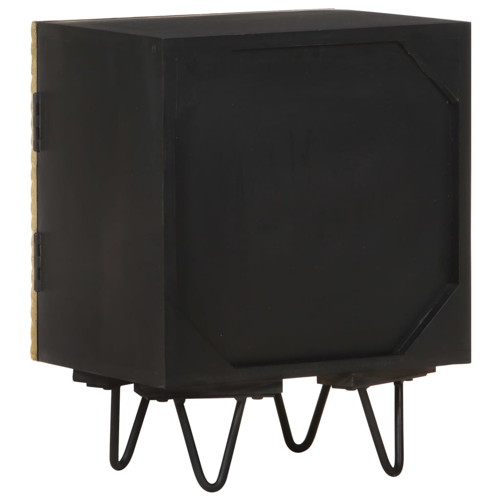 Bedside table with brass front 40x30x50 cm solid mango wood