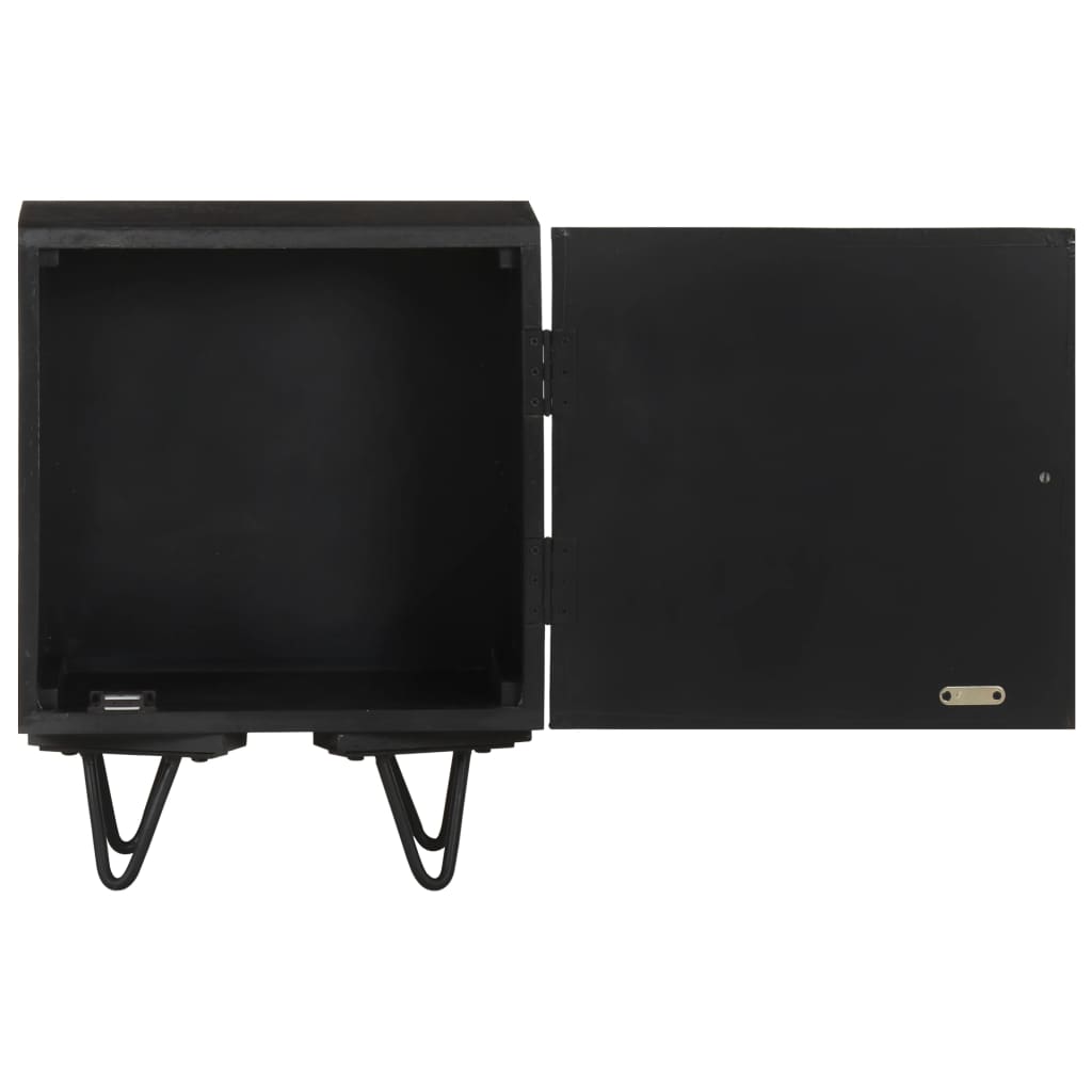 Bedside table with brass front 40x30x50 cm solid mango wood