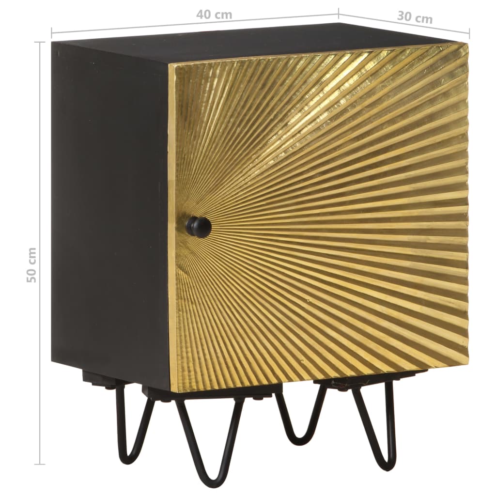 Bedside table with brass front 40x30x50 cm solid mango wood