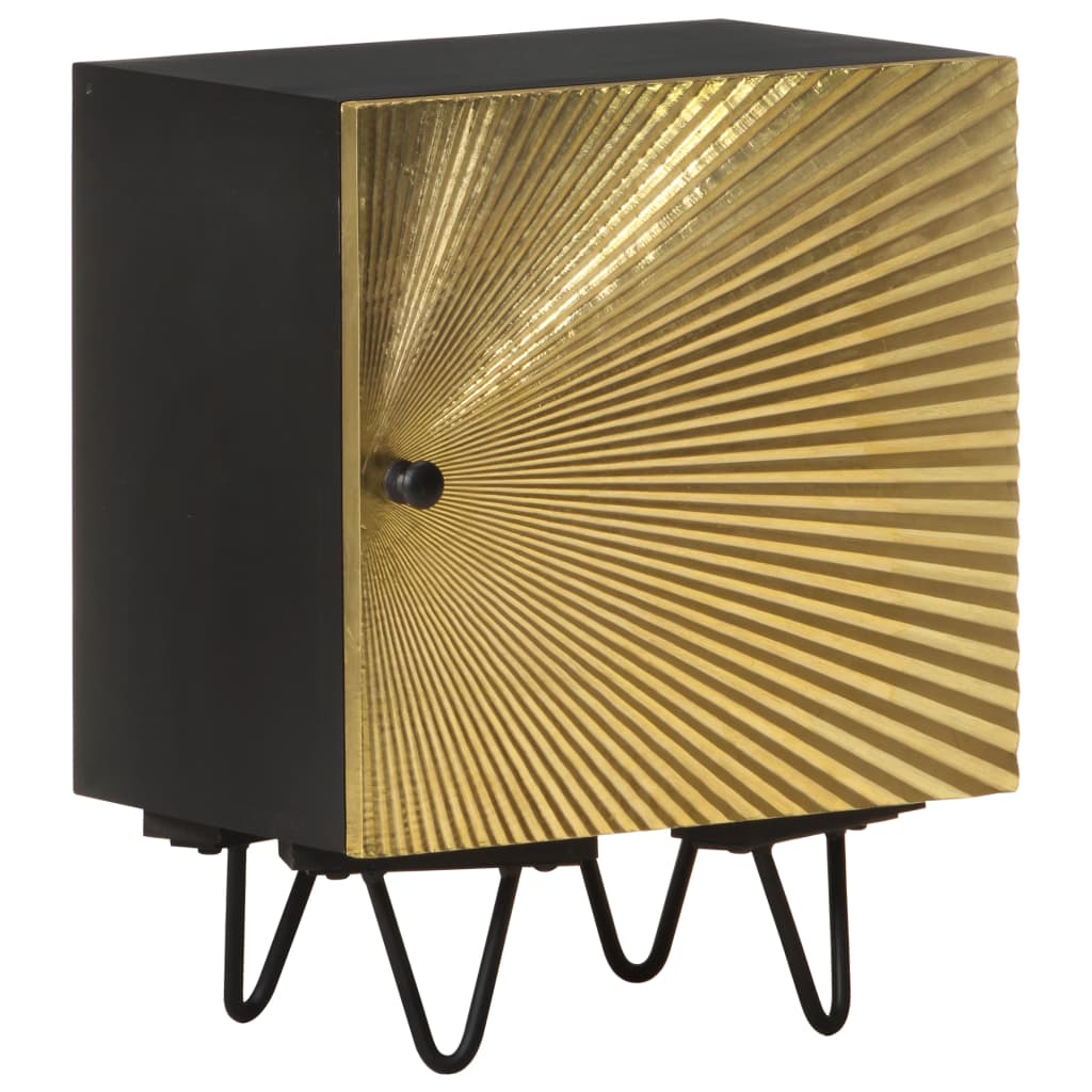 Bedside table with brass front 40x30x50 cm solid mango wood