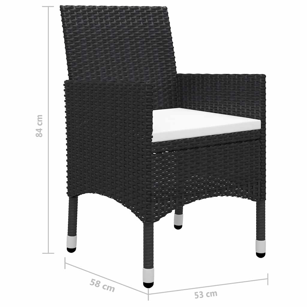 9-tlg. Garten-Essgruppe Poly Rattan und Glas Schwarz