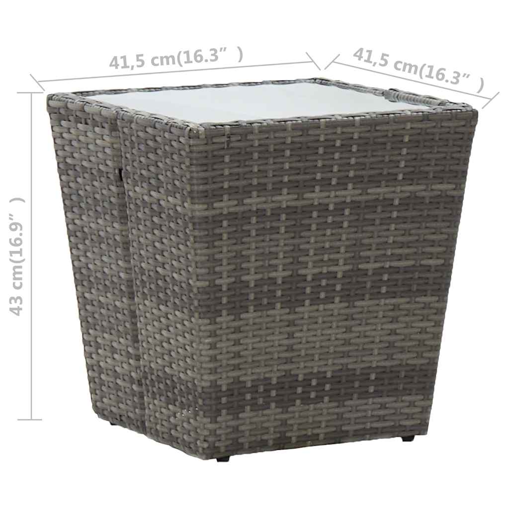 3-tlg. Bistro-Set Poly Rattan und Hartglas Grau