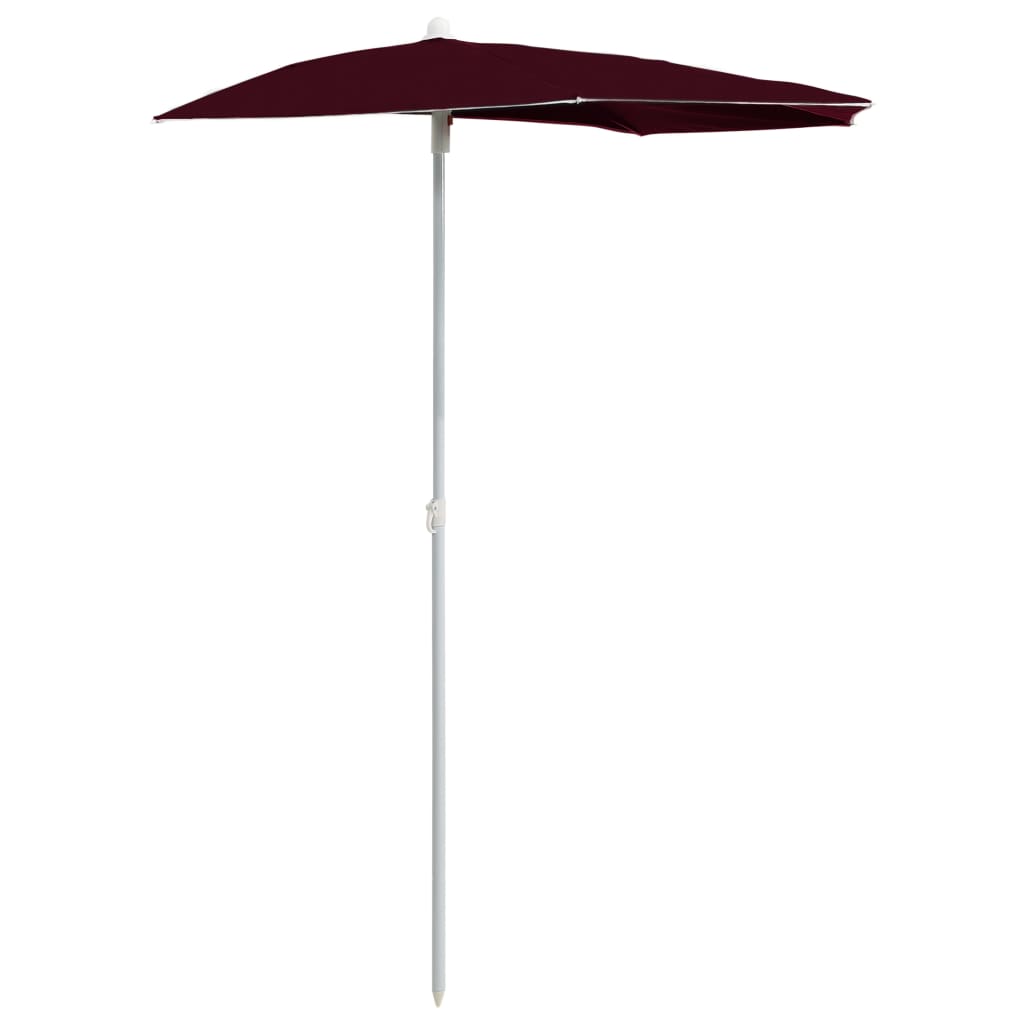 Half parasol with pole 180x90 cm Bordeaux red