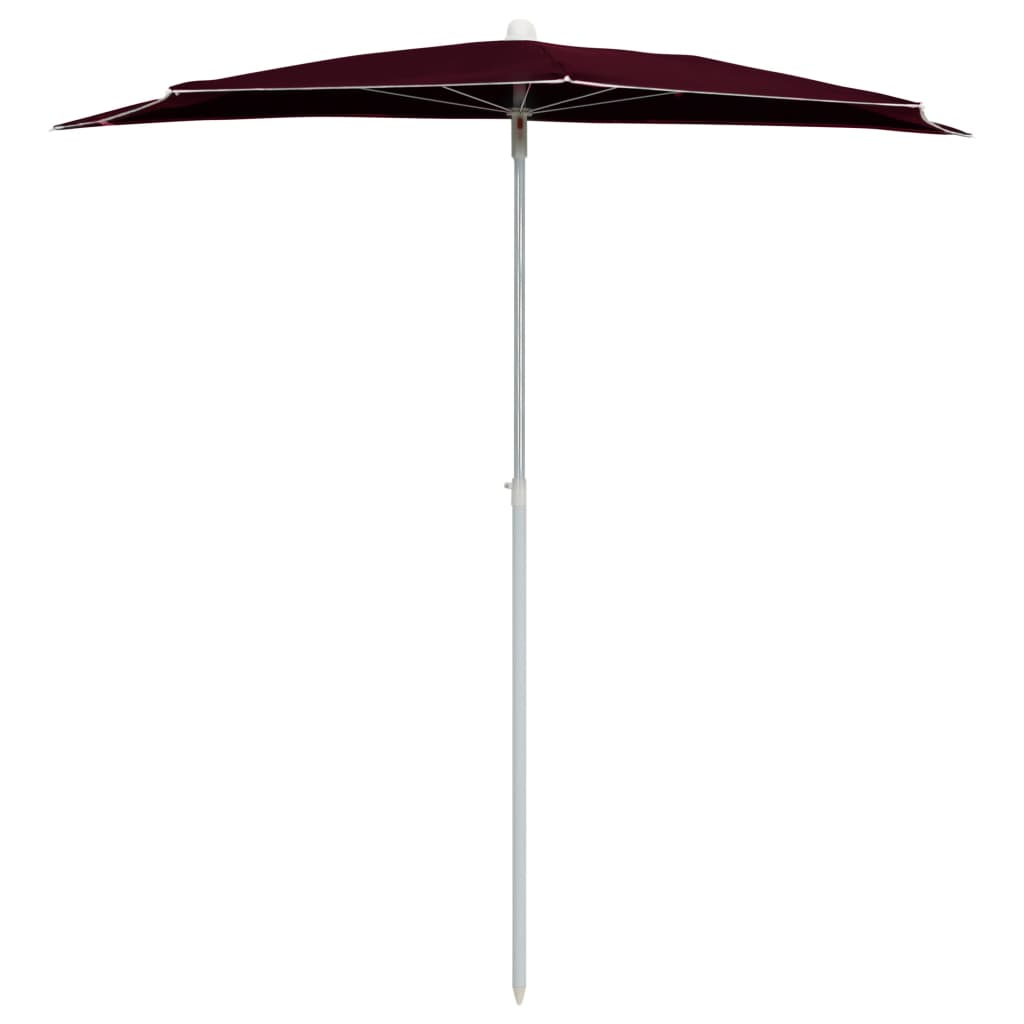 Half parasol with pole 180x90 cm Bordeaux red