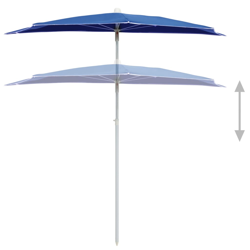 Halb-Sonnenschirm mit Mast 180x90 cm Azurblau
