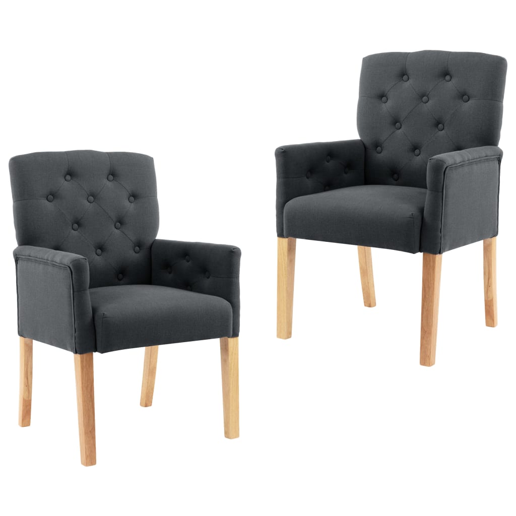 Dining chairs with armrests 2 pcs. Grey fabric