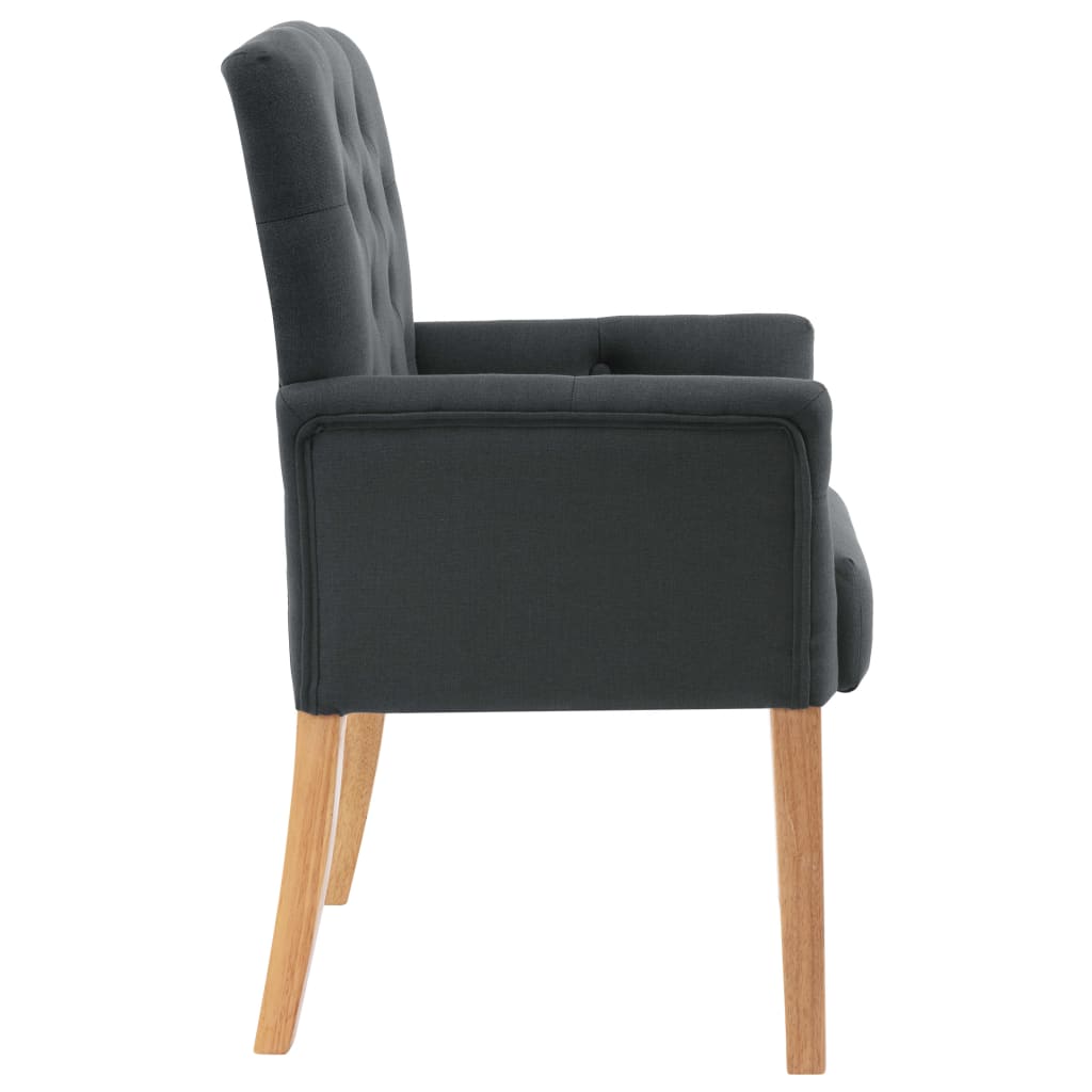Dining chairs with armrests 2 pcs. Grey fabric