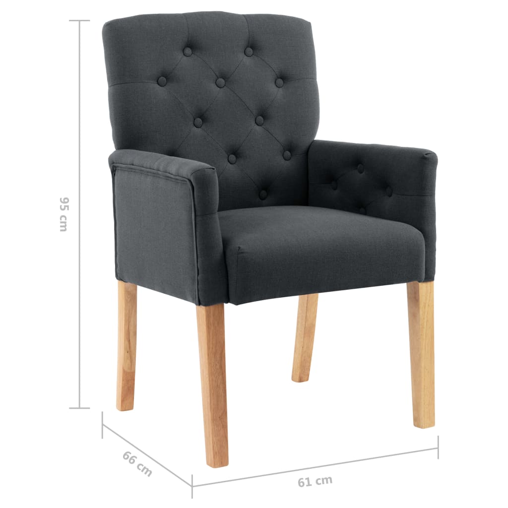 Dining chairs with armrests 2 pcs. Grey fabric