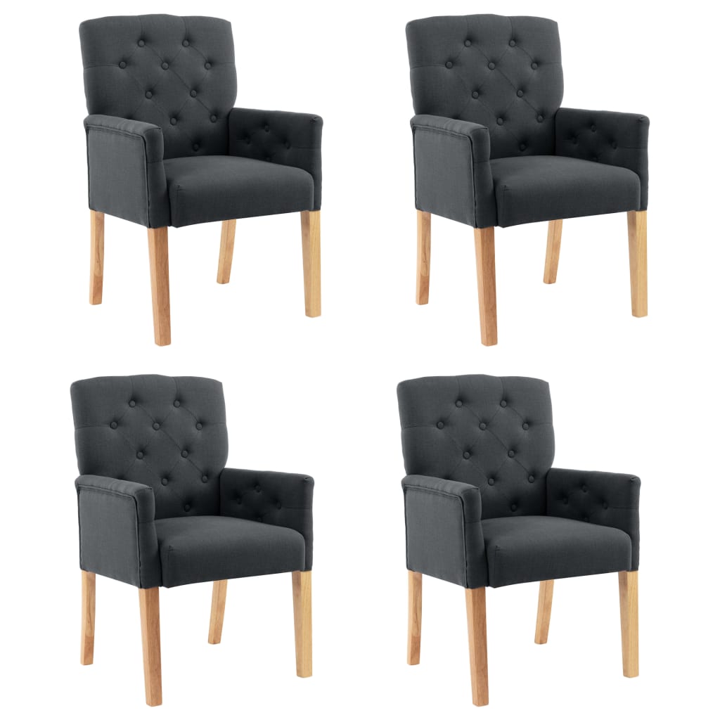 Dining chairs with armrests 4 pcs. Grey fabric