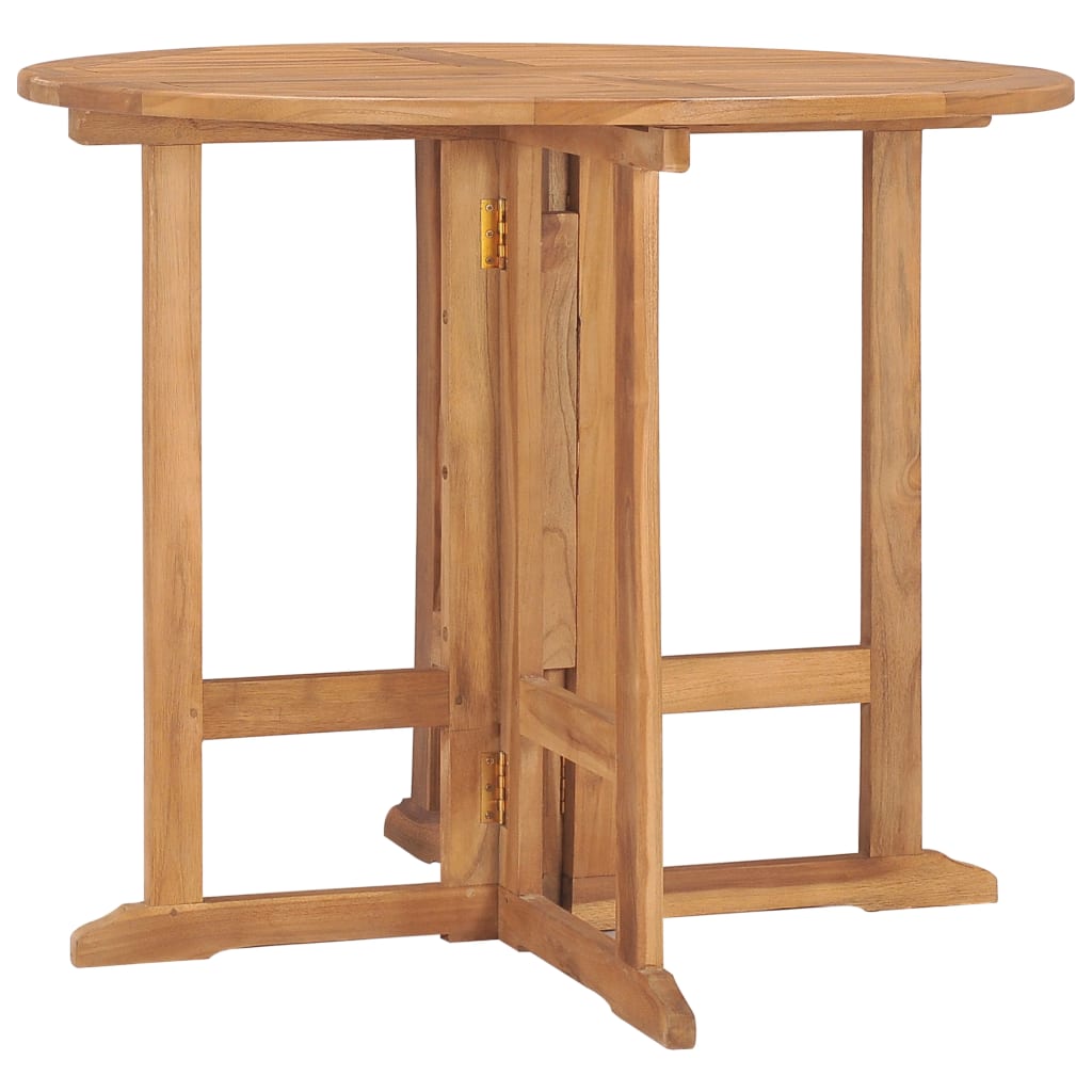 Folding garden dining table Ø90x75 cm solid teak wood