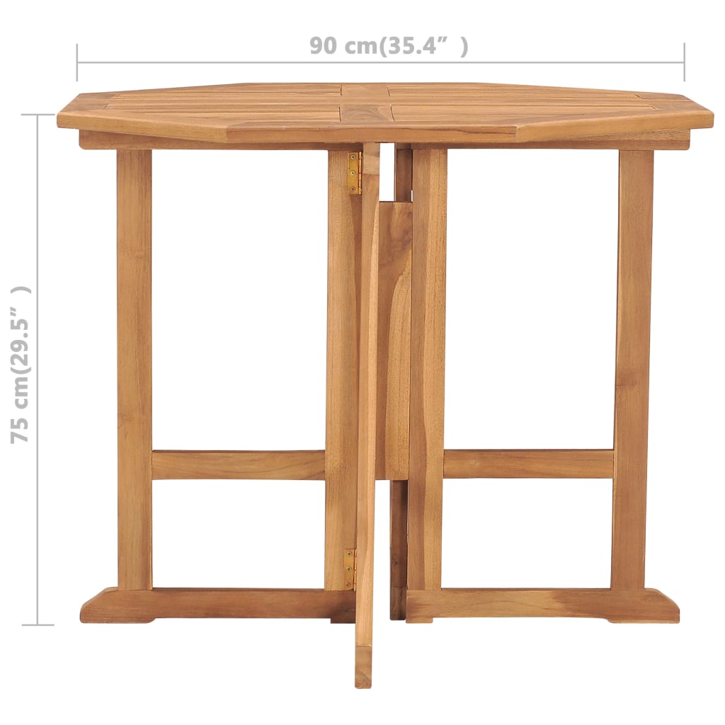 Folding garden dining table 90x90x75 cm solid teak wood