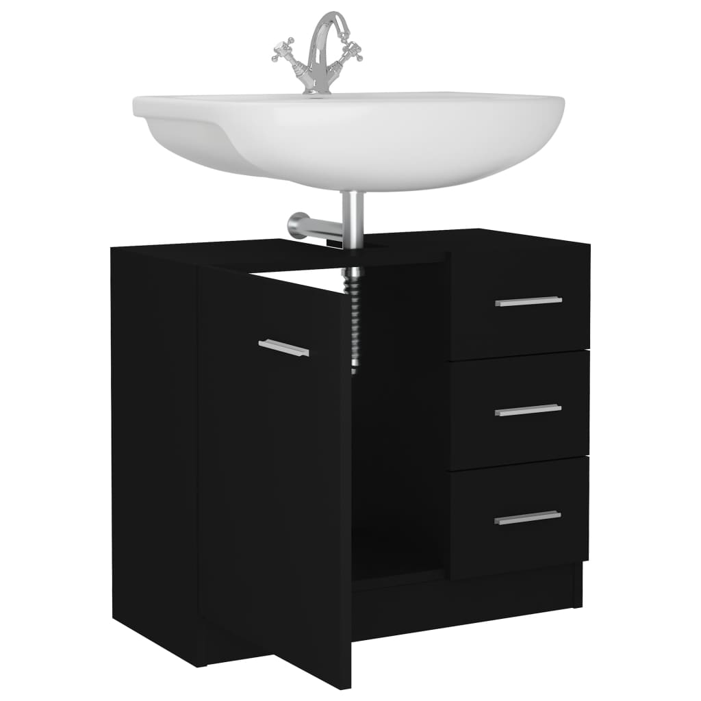 Washbasin Cabinet Black 63x30x54 cm Wood Material