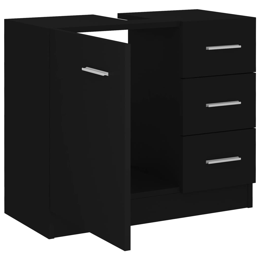 Washbasin Cabinet Black 63x30x54 cm Wood Material