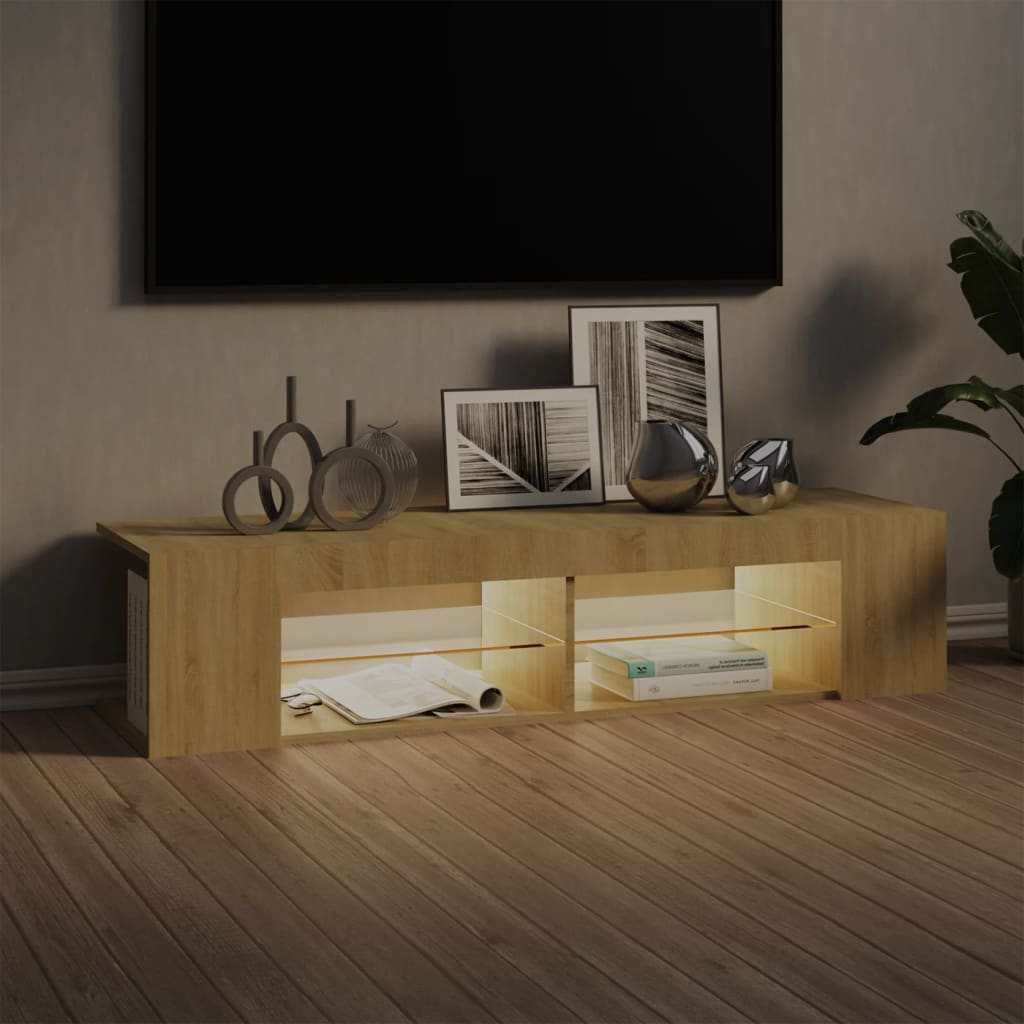 Meuble TV avec lumières LED Chêne Sonoma 135x39x30 cm
