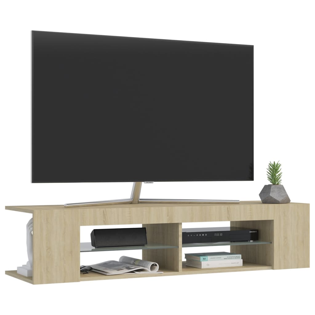 Meuble TV avec lumières LED Chêne Sonoma 135x39x30 cm