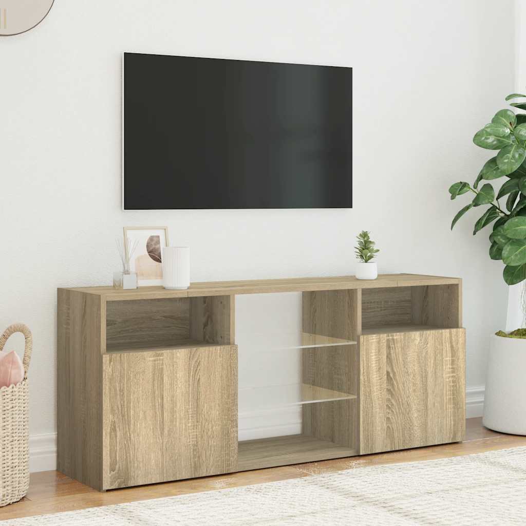 Meuble TV avec lumières LED Chêne Sonoma 120x30x50 cm